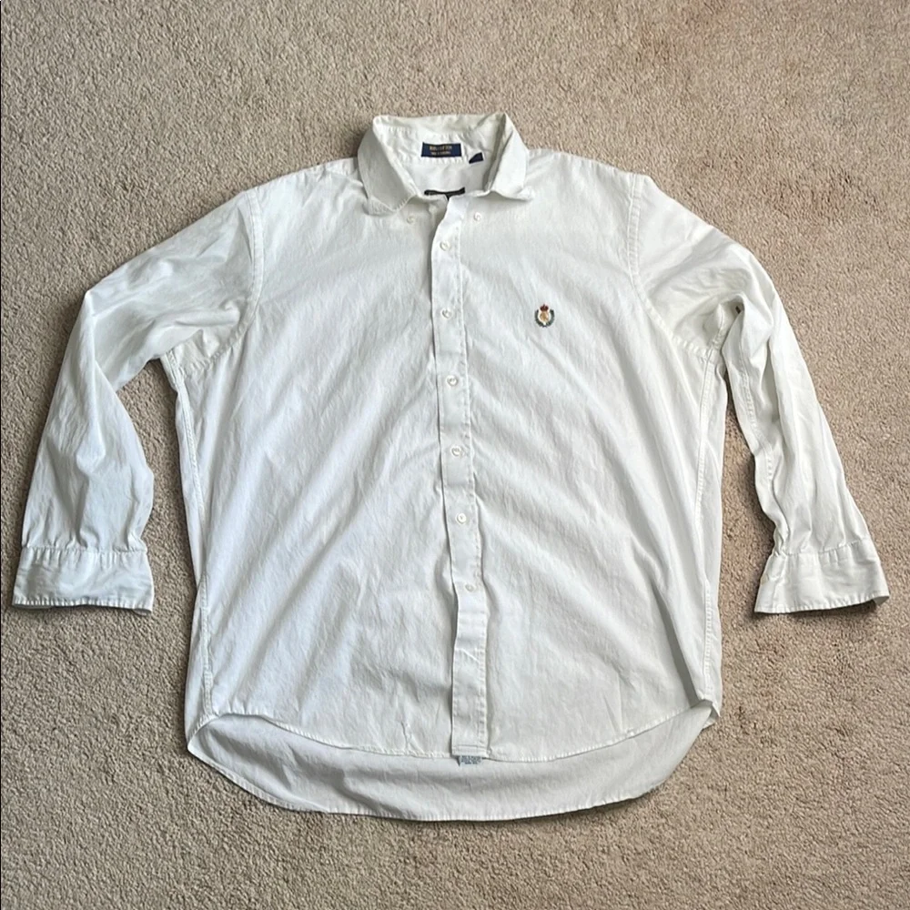 Chaps White Casual Button Down Shirt with Pointed Collar - Picture 1 of 8